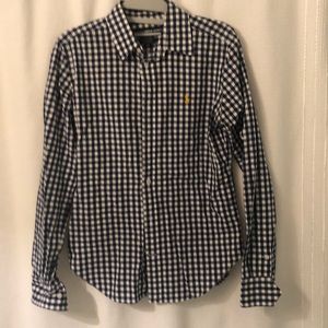 Ralph Lauren Button down blue gingham- Size 10